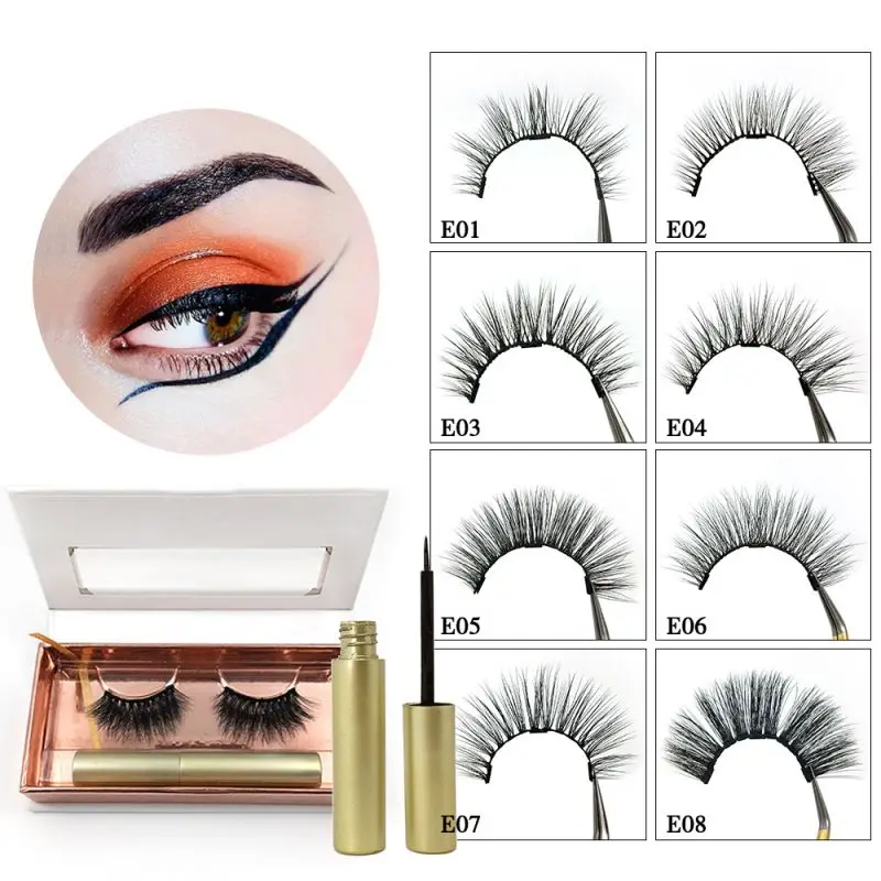 

2019 Stylish New Magnetic Liquid Eyeliner & 3D Mink Magnetic False Eyelashes Set Without Glue Easy To Use False Eyelashes