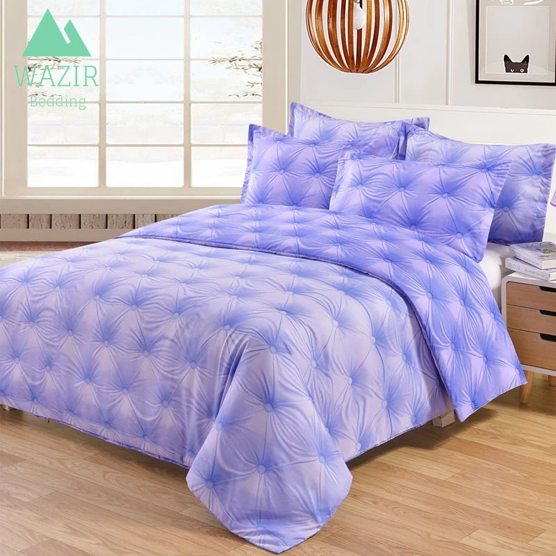 

WAZIR 3D Button Printed Luxury Bedding Sets Home Living Duvet Cover Pillowcase bed sheet 4 Color bedclothes bedroom Home textile
