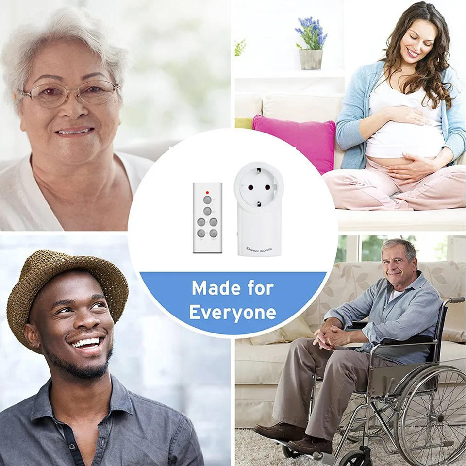 Power Outlet Light Socket Wireless Switch Home Mains UK Plug AC Power With 433.92MHz Remote Control For Smart Appliances