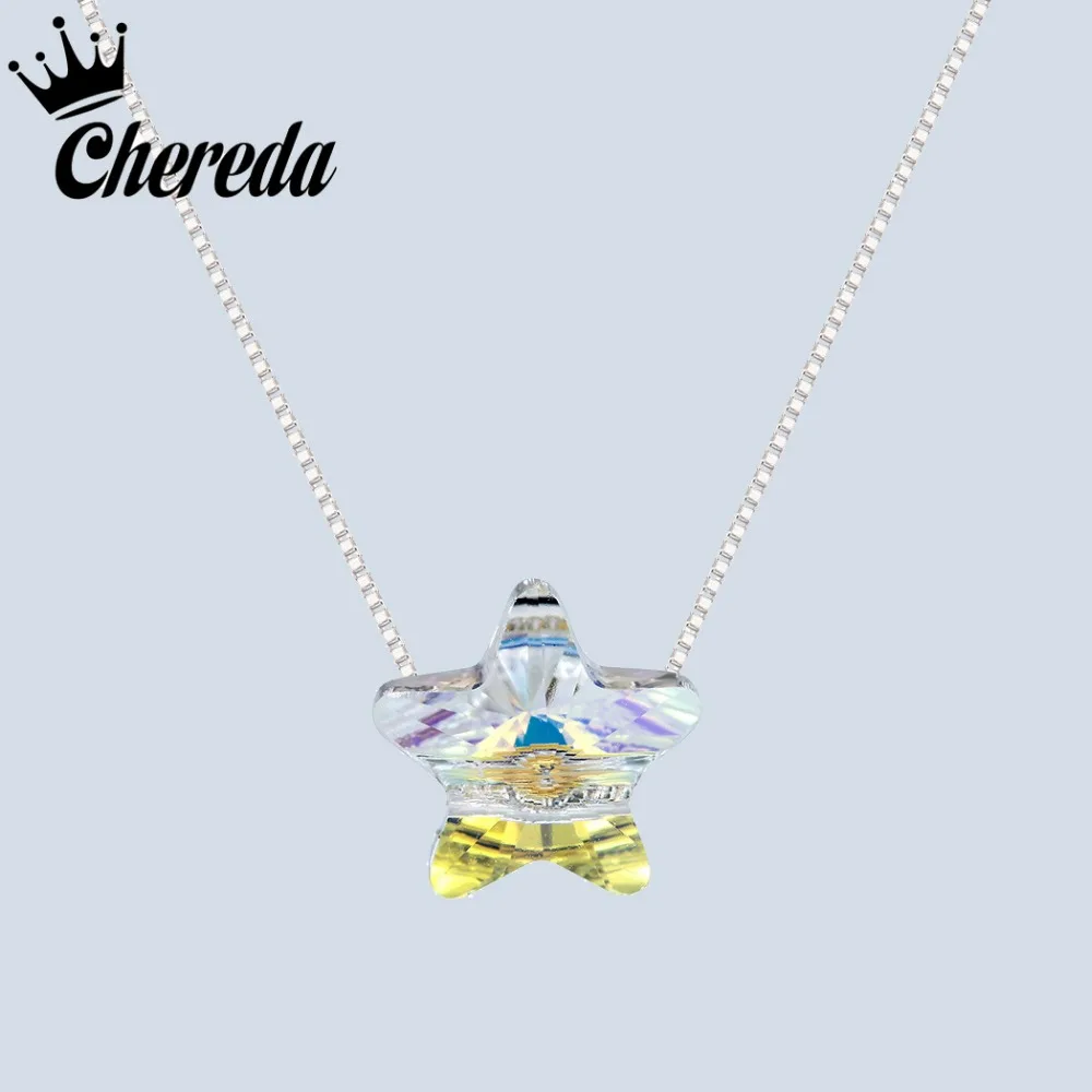 

Chereda Rhinestones Pendant Necklace Square Star Heart Shape Necklaces Colorful Crystal Geometric Neckless Shiny Women Jewelry