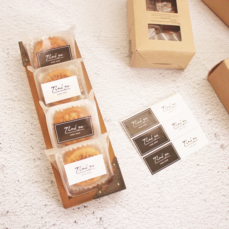

160pcs 4.5x2.5cm Thank You White Black Sticker Labels food Seals Gift stickers for Halloween party seals