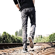 Fashion Skinny Jeans Teenager Young Men Slim Pants Trousers Pockets Pencil Pants