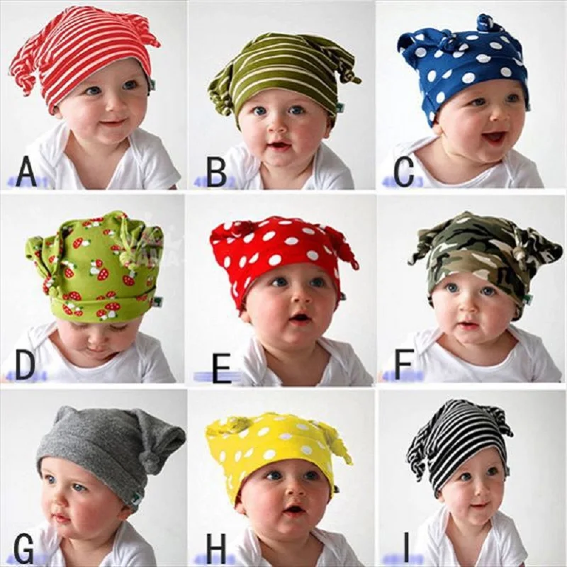 

Hooyi baby caps Beanie Newborn hats Colorful Infant Cap Children Wigs Winter Horn Knot Cute Babies Caps Beret Bonnot Hairband