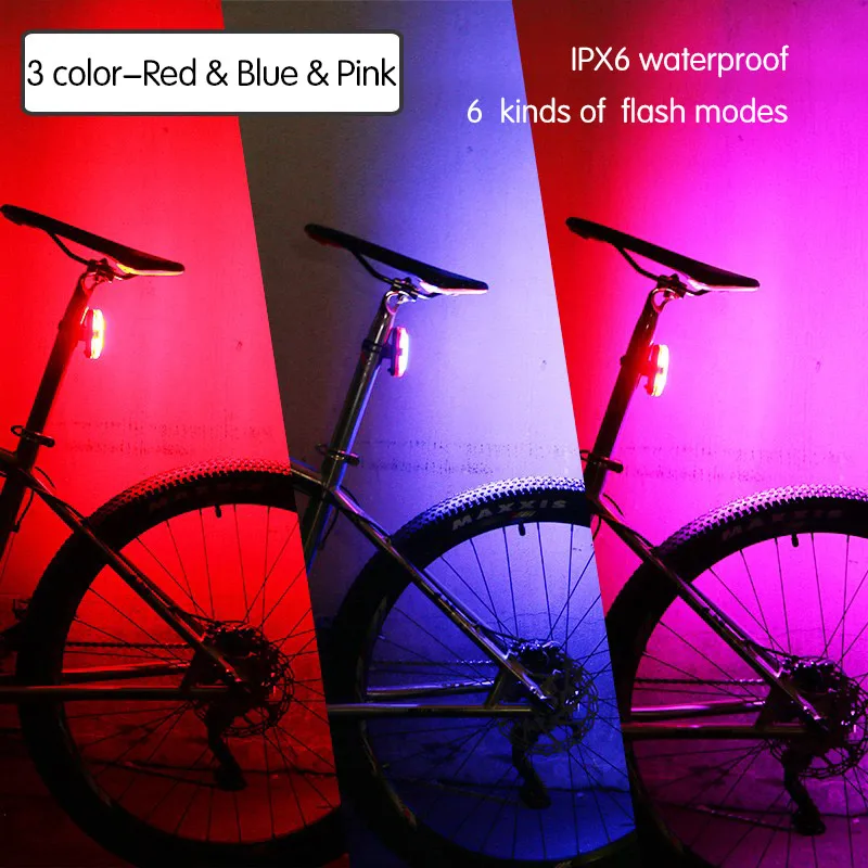 MOVIGOR 110 люмен Водонепроницаемый задний светильник велосипедный задний светильник USB Перезаряжаемый MTB дорожный светодиодный поворотный Предупреждение ющий светильник - Цвет: 3Color RED BLUE PINK