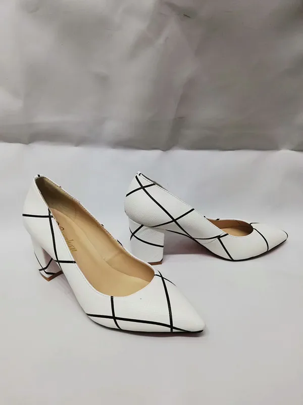 WENZHAN Soft Heels Women Sexy Pumps With Handbag Sets Unique Style White Color Thin Heel Pointed Toe Soft Shoes With Bag A84-17