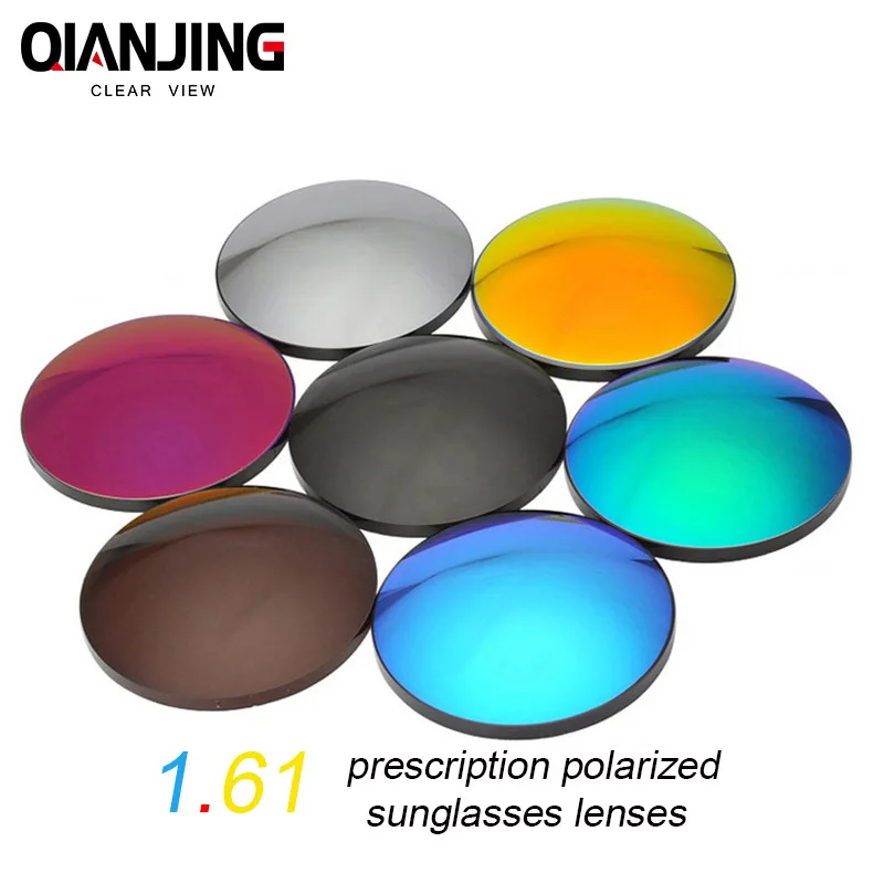 QIANJING 1,61 с высоким индексом поляризованные солнцезащитные очки оптические линзы 8 цветов на выбор одиночные солнечные очки линзы рецептурные
