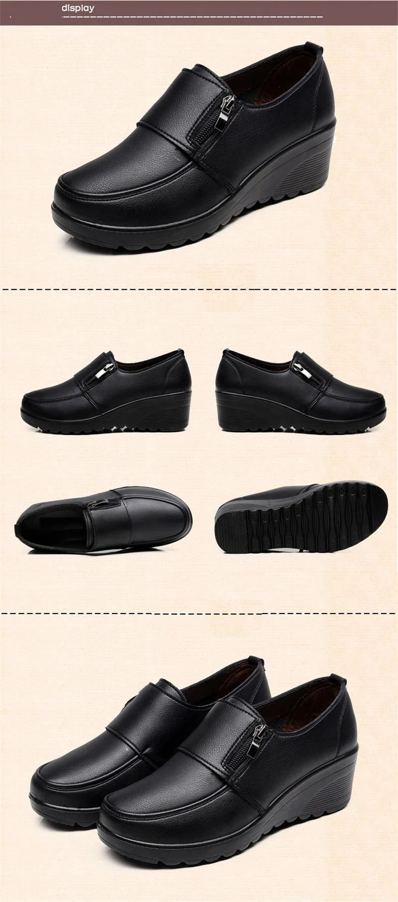 CEYANEAO/модные женские туфли-лодочки; сезон весна-осень; женская повседневная обувь из натуральной кожи на танкетке; обувь на высоком каблуке для мам