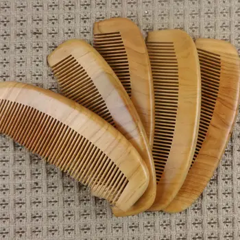 

250 PCS Customized Hair Comb Engraved Your Logo Natural Peach Wood Wooden Combs Anti-Static Beard Comb Pocket Comb 16.0*5.5*1.3