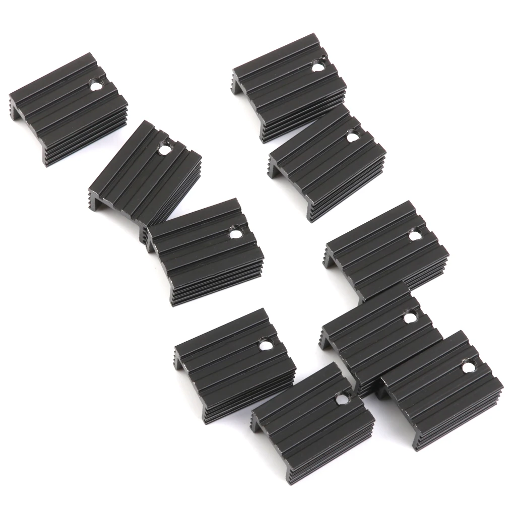 10Pcs Black 20x15x10mm Aluminum Heat Sink Cooling Fin for TO-220 Triode IC