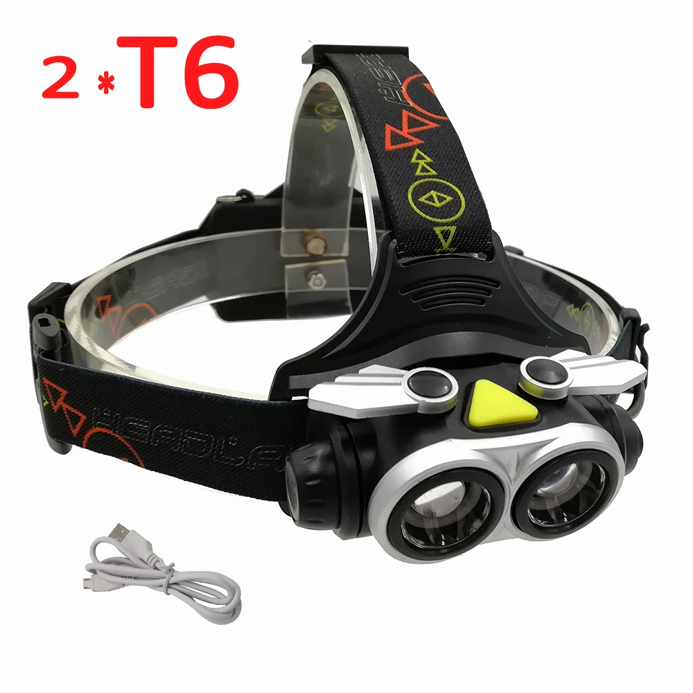 

2000LM Headlamp Rechargeable Headlight XM-L T6 LED Head Lamp Fishing Light USB 18650 AA Power Head Light with Charger