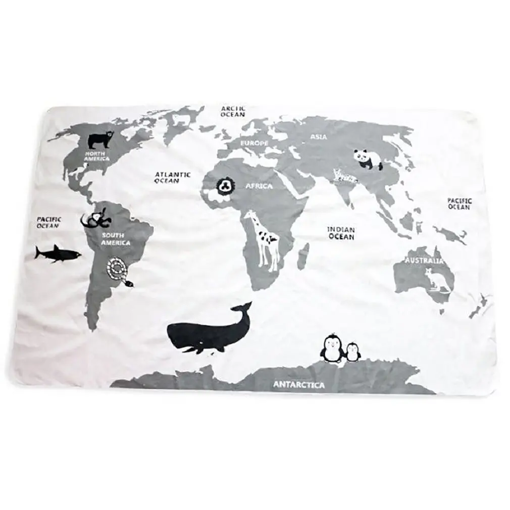 Rectangular Blanket Adventure World Map Game Mat Baby Play Mats Kid Carpet Kindergarten Floor
