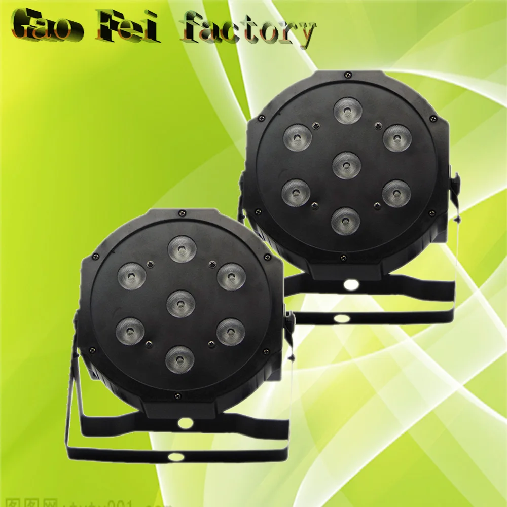 

7x12W Flat Led Par Cans DMX Daisy Chain Synchronization & master /slave mode Auto/Sound Running (2pcs/lot)