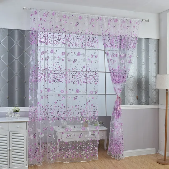 Trendy Rustic Printed Flower Curtains Home Textile Transpa Trendy Rustic Printed Flower Curtains Home Textile Transpa Window Fabric Tulle Sheer For Kitchen