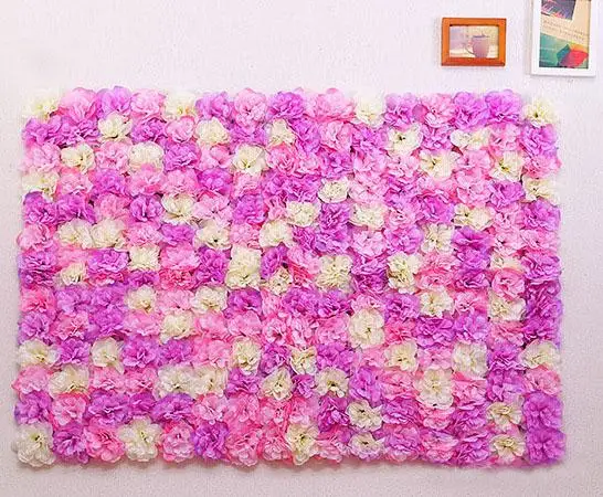 Silk Flower Rose Wall Mats Champagne Artificial Garland Floral Wall Hydrangea Backdrop Artifical Wedding Decoration Flower Mat