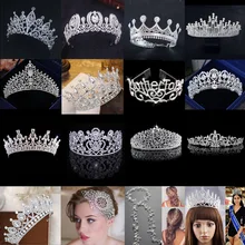Diversificada de Prata Cristal Coroa de Perolas de Moda Rainha Da Coroa Do Casamento Da tiara Da Noiva Do Cabelo Do Casamento