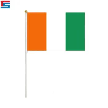 

50pcs/lot Ivory Coast flag 14 x 21cm and shaking flag with Plastic Pole