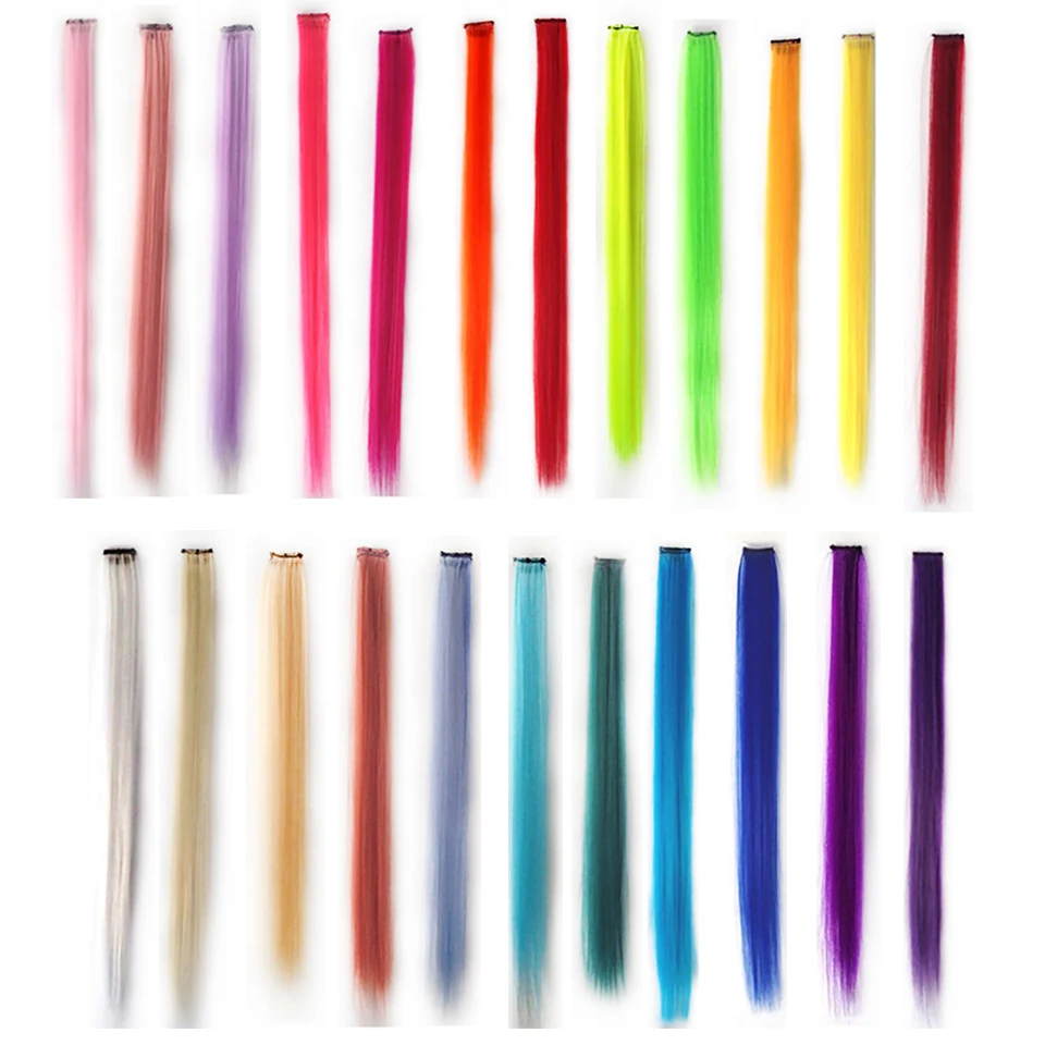 Allaosify Long Straight 1 Clip In Hair Fake Hairpieces Heat Resistant Synthetic Fake Hair Only One piece