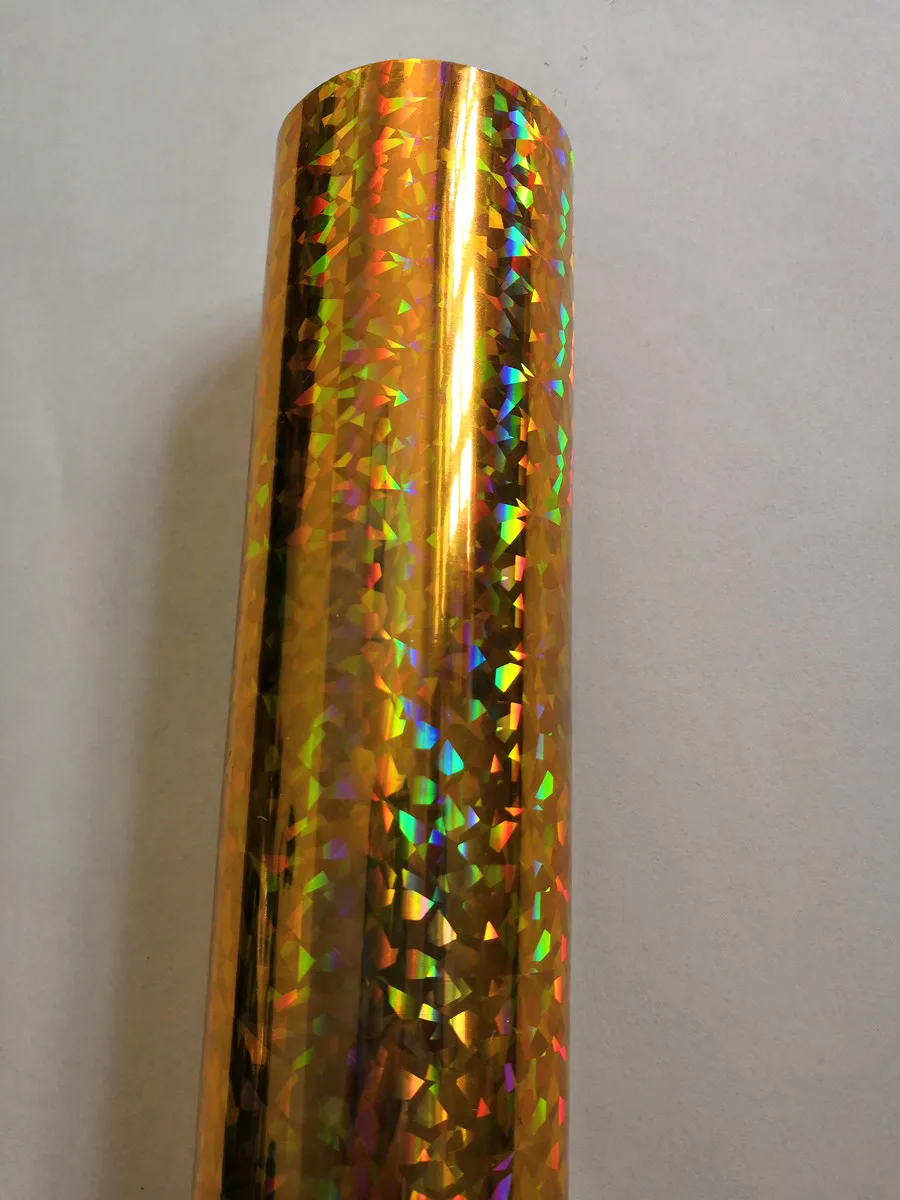 Голографическая фольга цвет золотистый битое стекло узор A04 горячий пресс-на бумаге или пластиковой 64 см x 120 м тиснение фольгой