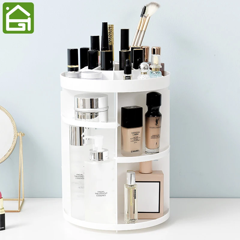 

Makeup Organizer 360-Degree Rotating Adjustable Multi-Function Plastic Cosmetic Storage