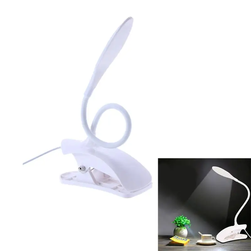 

White USB Plug Clamp LED Reading Eye-protection Night Light LED Children Study Desk Lamp Bedroom Bedside LED Clip Lamp
