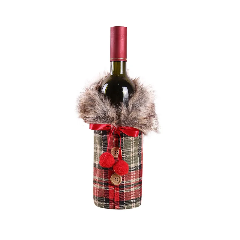 Рождественские украшения, рождественский подарок, мини-пальто, решетка, крышка для бутылки вина, украшения для обеденного стола для домашнего ужина, вечерние - Цвет: 1