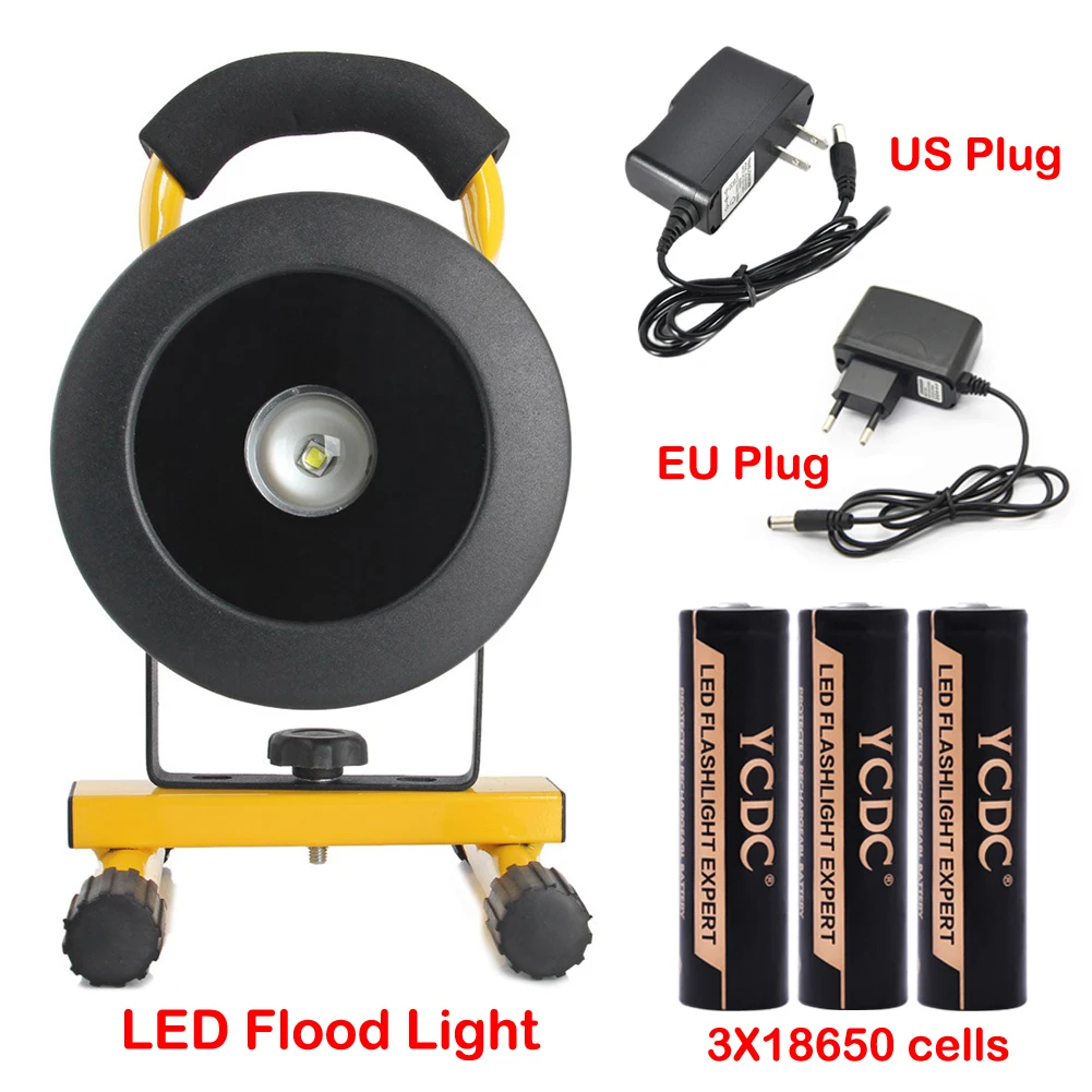 

Waterproof LED Flood Light 30W AC 100-240V Angle Adjusted Powerful With EU/US Plug Camping Fishing Spotlamp 18650 Battery