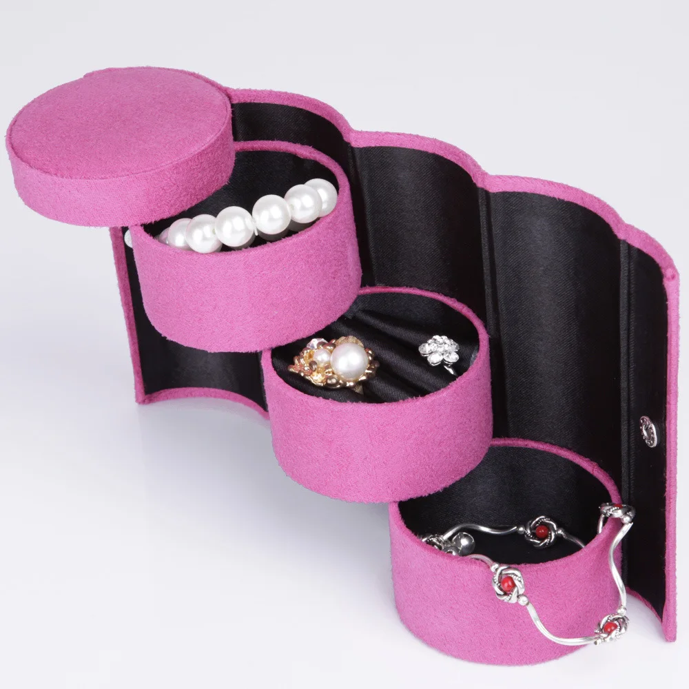Новая модная Кожаная Шкатулка Подарочная коробка для ювелирных изделий упаковка для показа круговой изысканный макияж случае организатор