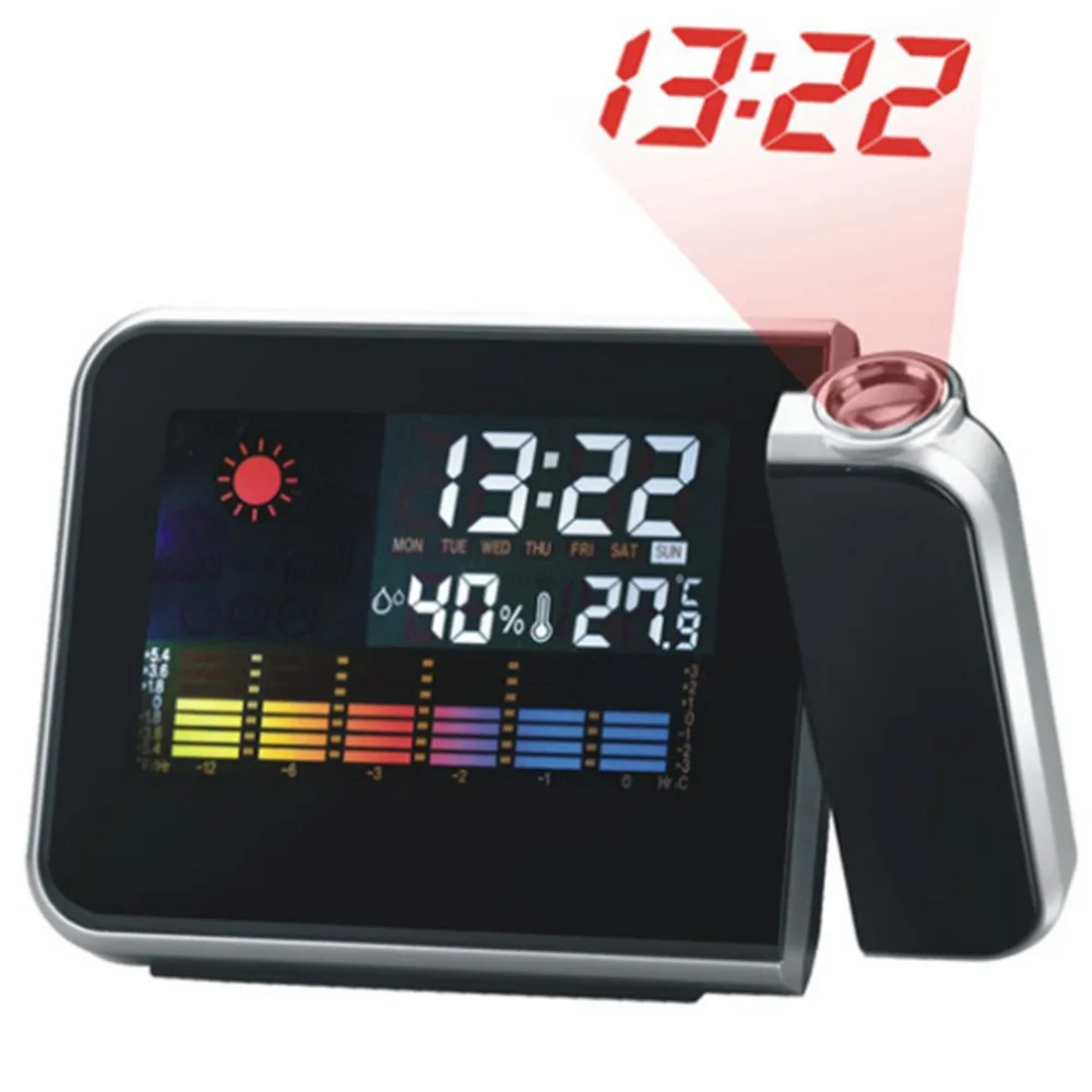 Digital Projection Snooze Alarm Clock Colorful LED Display Backlight