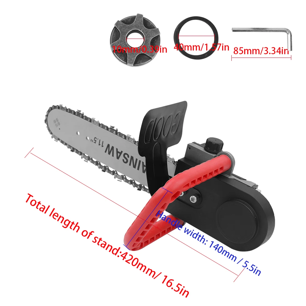 11.5 Inch Chainsaw Refit Conversion Kit Change Angle Grinder into Chain Saw Woodworking Power Tool with 10mm Connecting Rod