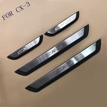 Protector de placa de raspado del alféizar de la puerta del coche pegatina de la cubierta del Pedal de bienvenida ajuste Exterior para Mazda CX-3 CX3 2017 2018 accesorios de diseño del coche