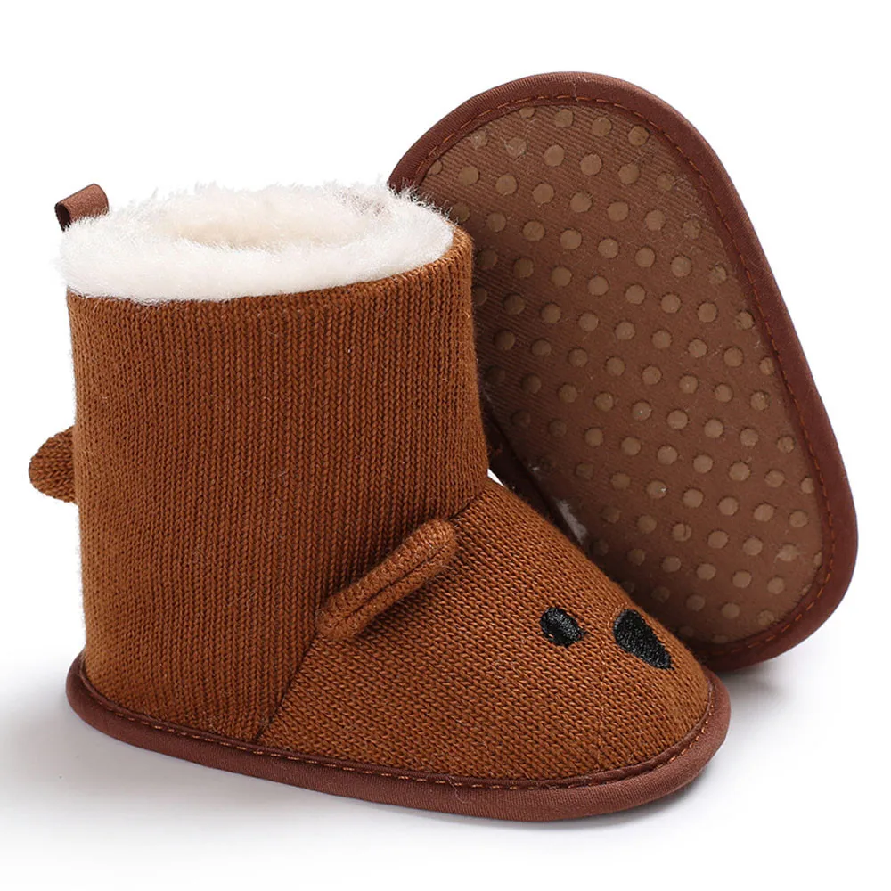 Детская обувь; новые модные зимние мягкие ботинки для малышей с милыми животными; теплые ботинки на плоской подошве из ЭВА на липучке; нескользящая обувь для снежной погоды