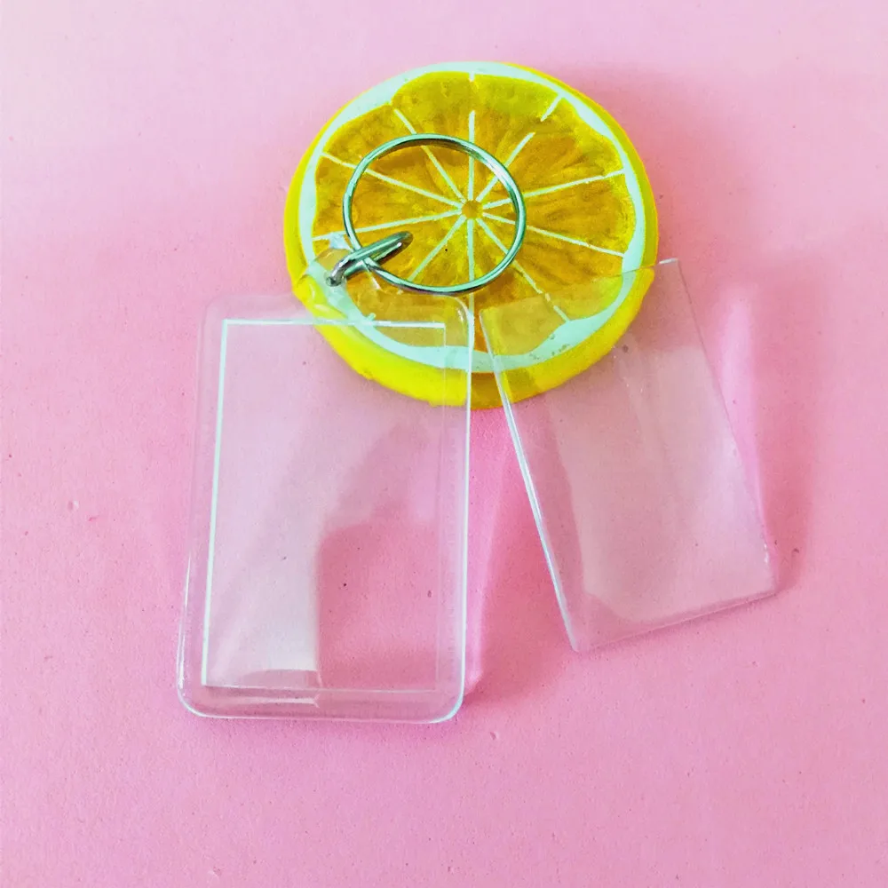 

Free shipping 3pcs/lot Rectangular Transparent Blank Insert Photo Picture Frame Key Ring Split keychain