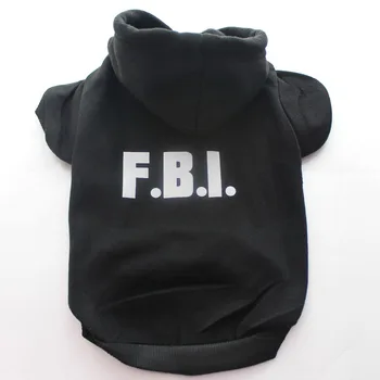 

Small Dog Pet coat Hoodie Sweater Cat puppy Jacket "FBI" Clothes Autumn/Winter Apparel 7 sizes 4 colours