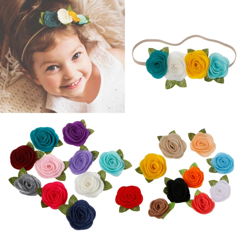 

10Pcs Handmade Girl Hair accessories Felt Rose Flower Diy for Baby Headband