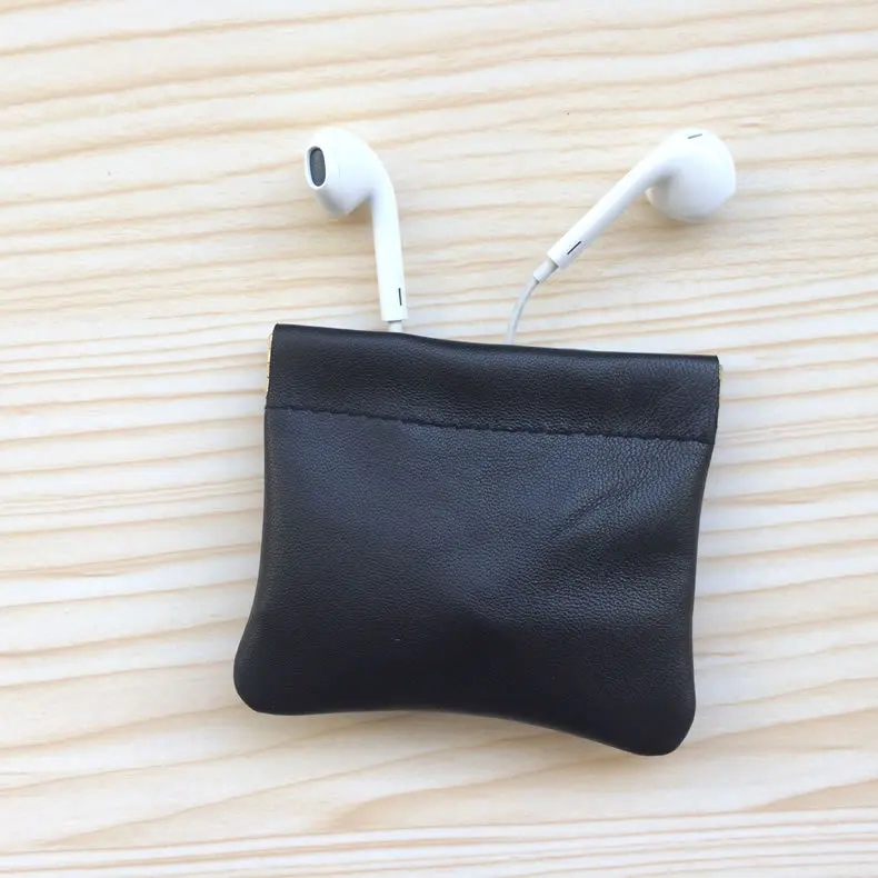 3 цвета из натуральной кожи чехол для наушников кожаный наушник сумка для Apple гарнитура наушники беспроводные Bluetooth наушники аксессуары - Цвет: black