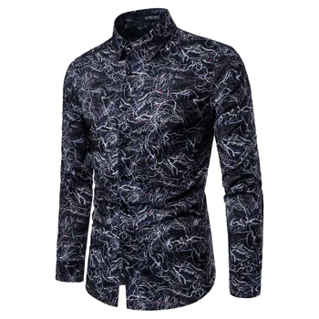 

YS019 New Fashion Self-cultivation Digital Printing Clothing Trend Long-sleeved Shirts Young Autumn Men's Shirts