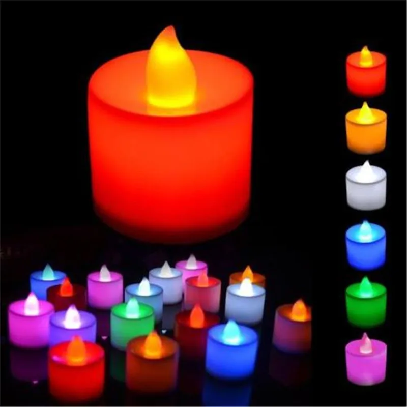 40 шт./партия светодиодные беспламенные цвета, меняющие мерцающие свечи на батарейках, светящиеся ночными украшениями для дома