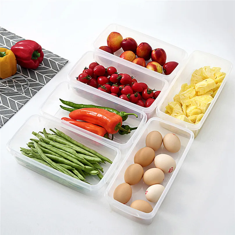 Kitchen Storage Boxes Single Layer Refrigerator Storage Box Airtight Food Storage Containers Crisper Plastic Box #4M02 (4)