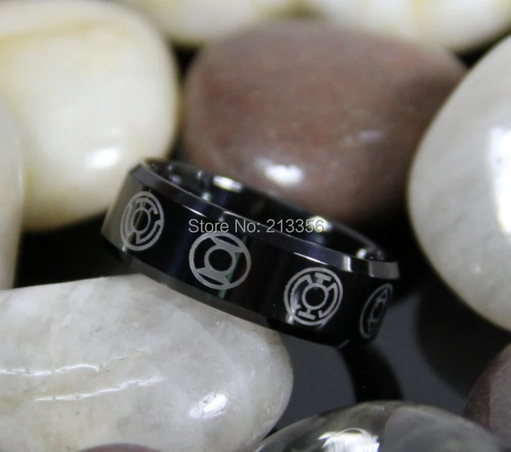 

FREE SHIPPING USA WHOLESALE CHEAP PRICE BRAZIL RUSSIA CANADA UK HOT SALES 8MM GREEN LANTERN ALL BLACK MENS TUNGSTEN WEDDING RING