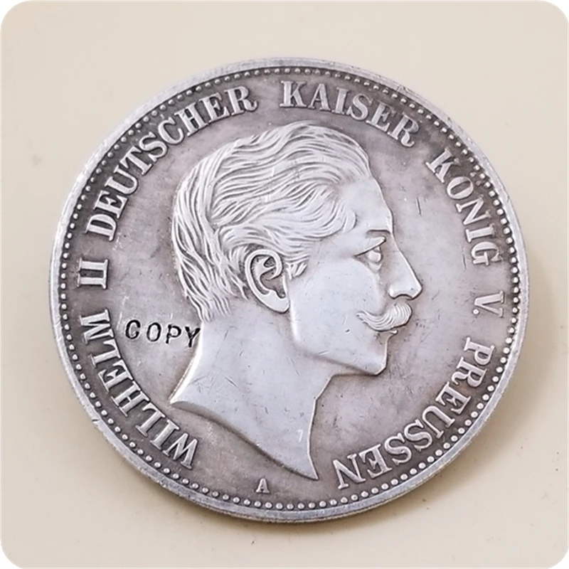 1888 немецкие Штаты (Пруссия) 5 Марк-Вильгельм II копия монет бесплатная доставка |