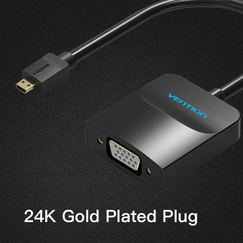 Адаптер Vention Micro HDMI в VGA конвертер с поддержкой телефона и ТВ экрана микрофоном
