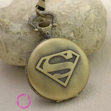 Новые бронзовые Супермен Модные мужские кварцевые карманные часы ожерелье винтажная ретро-классика супер fob часы «арабский номер» хорошее качество