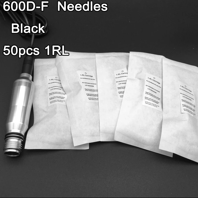

New Permanent Makeup Needles Disposable 50pcs 600D-F Black Needles 1RL/3RL/5RL/7RL/9RL Permanent Makeup MachineTattoo Needles