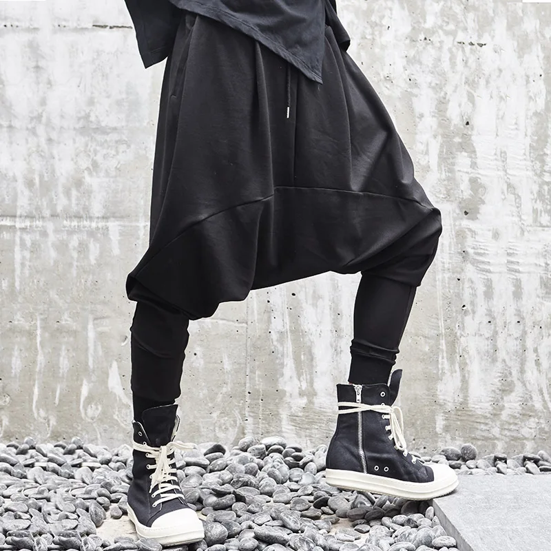 

Men Casual Drape Drop Crotch Harem Hip Hop Pants Japanese Trouser Baggy Dancing Pants Gothic Punk Style Harem Pants Men Fashion