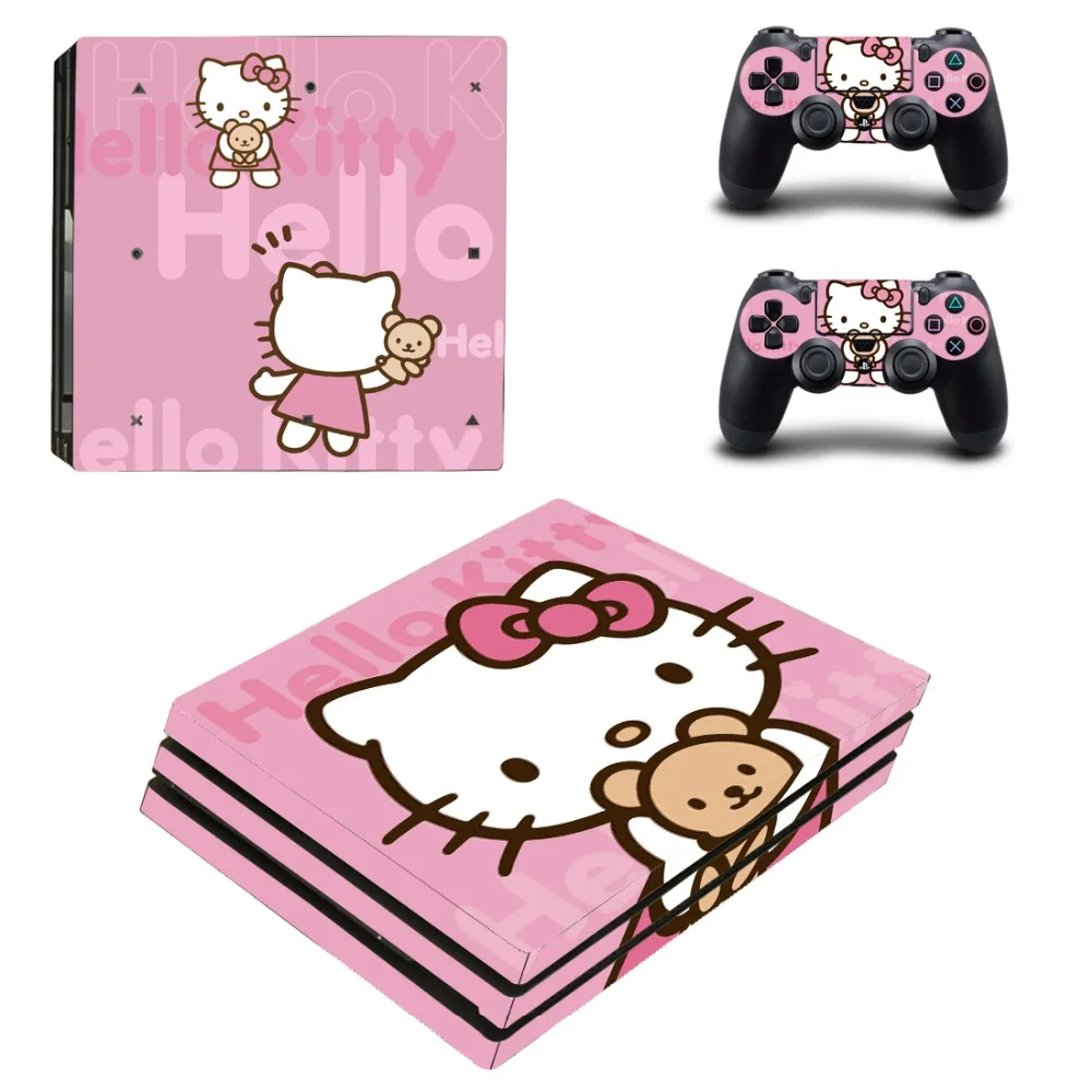 Hello kitty Cat PS4 Pro наклейка для кожи виниловая наклейка для консоли Playstation 4 и 2 контроллера PS4 Pro наклейка для кожи