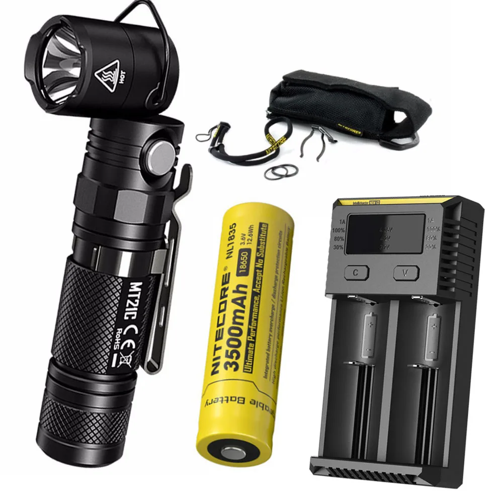 NITECORE MT21C многофункциональный фонарик CREE XP-L HD V6 max 1000 люмен 90 градусов регулируемый фонарь+ аккумулятор 18650+ зарядное устройство - Испускаемый цвет: MT21C NL1835 i2