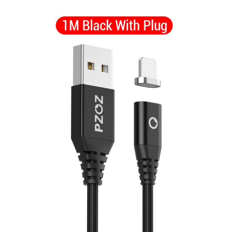PZOZ Магнитный кабель Micro usb Тип C Быстрая Зарядка адаптер телефон Microusb Тип-C магнит Зарядное устройство usb c для iphone 11 pro X Max Xr samsung S10 S9 NOTE 10 9 8 xiaomi mi 9 8 6 A2 lite 6X redmi note 7 8 plus - Цвет: 1M Black With Plug