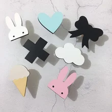 ФОТО Nordic Wood Maple Leaf Kids Room Wall Hooks Decoration Butterfly/Cactus/Clouds/Bowknot Clothes Hook Children Wall Hanger 