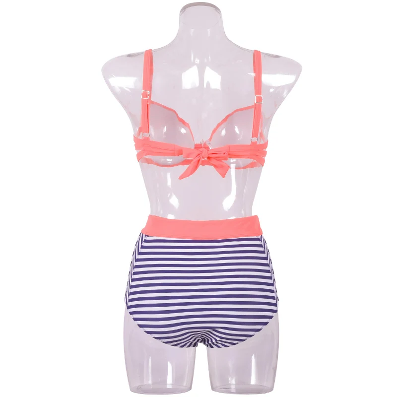 TQSKK-2017-New-High-Waist-Swimsuit-Women-Push-Up-Swimwear-Vintage-Retro-Solid-Cross-Bikini-Top (4)