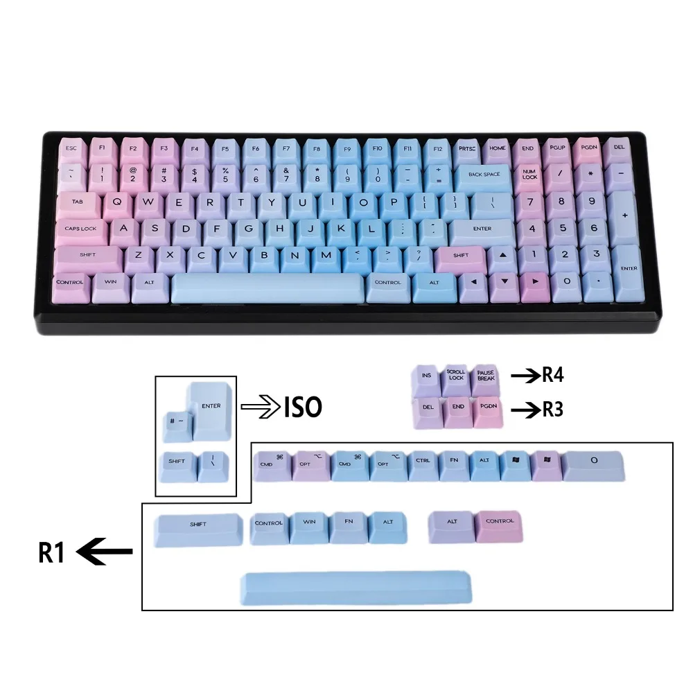 Радуга закат толстый PBT OEM профиль краситель Sub Keycap для стандартных ANSI ISO MX переключатели механическая клавиатура filco YMD96 kara96